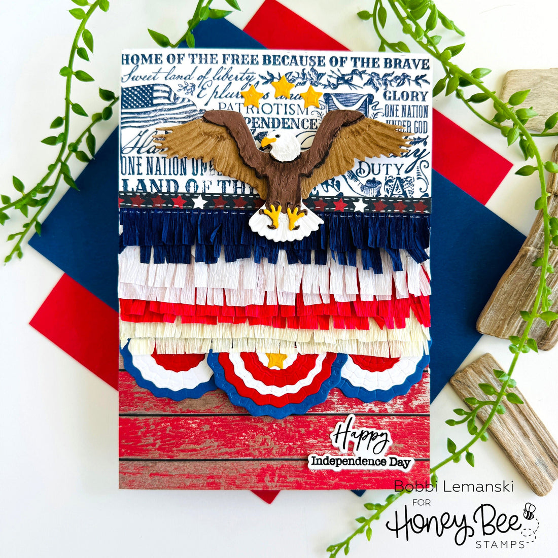 A Festive Independence Day Greeting - Honey Bee Stamps