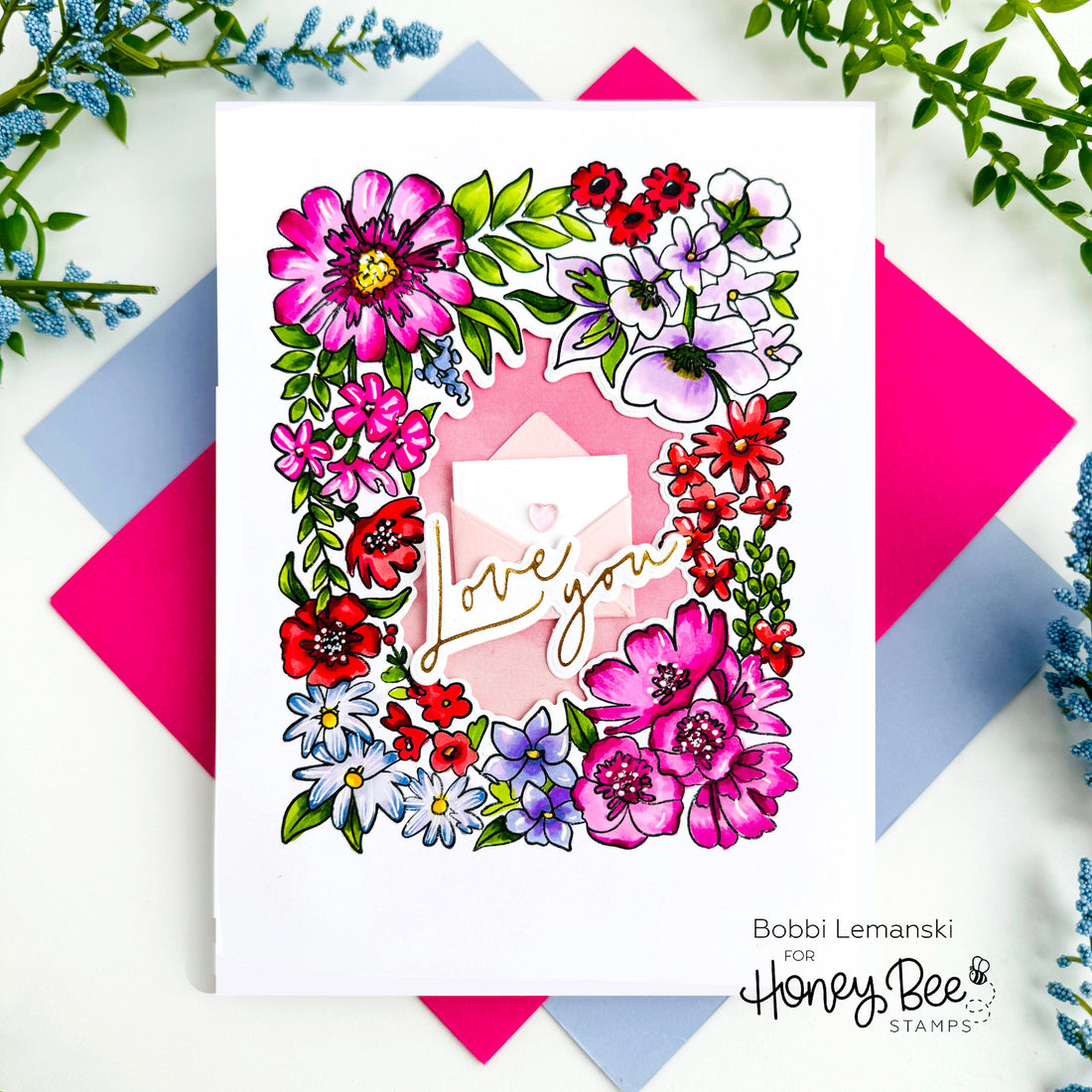 A Mini Valentine Framed in Flowers - Honey Bee Stamps