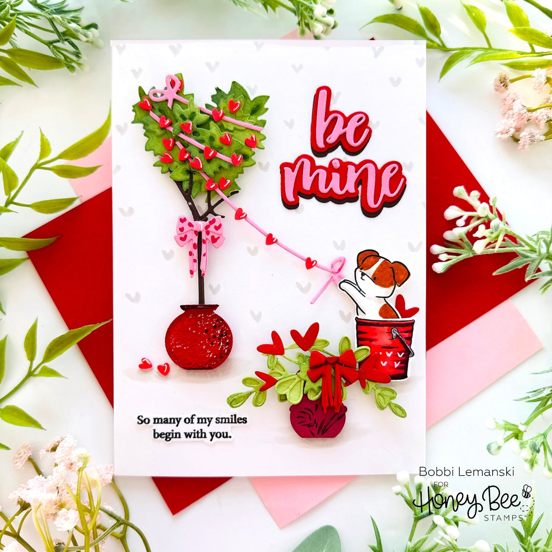 "Be Mine" Topiary Tree Valentine by Bobbi Lemanski - Honey Bee Stamps