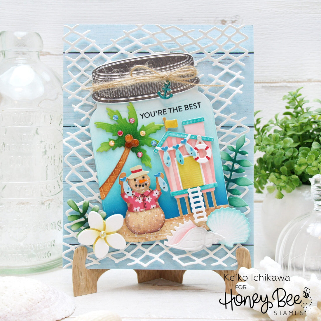 Beach House Scene in a Jar - Honey Bee Stamps
