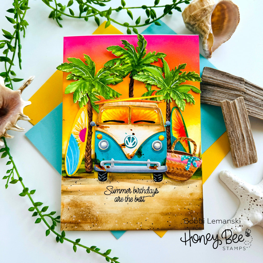 Beach Vibes Birthday Card - Honey Bee Stamps