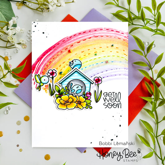 Bluebirds and A Rainbow for Brighter Days Ahead by Bobbi Lemanski - Honey Bee Stamps