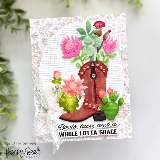 Boots, Lace, And A Whole Lotta Grace -- Sawdust and Saddles Release - Honey Bee Stamps