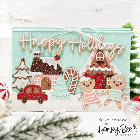 Christmas Cookie Town Scene Card - Honey Bee Stamps