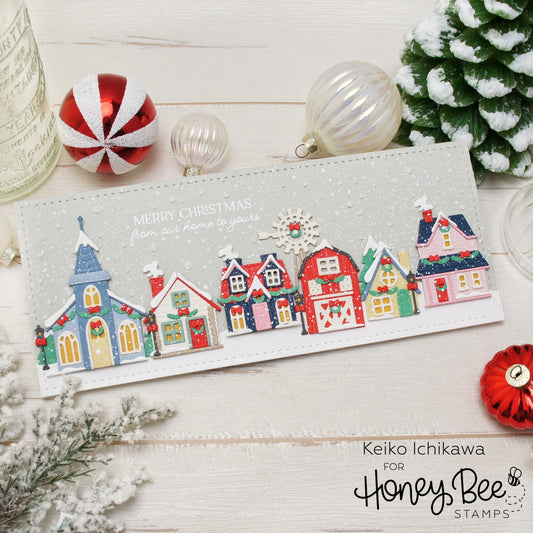 Christmas Village Slimline Card - Honey Bee Stamps