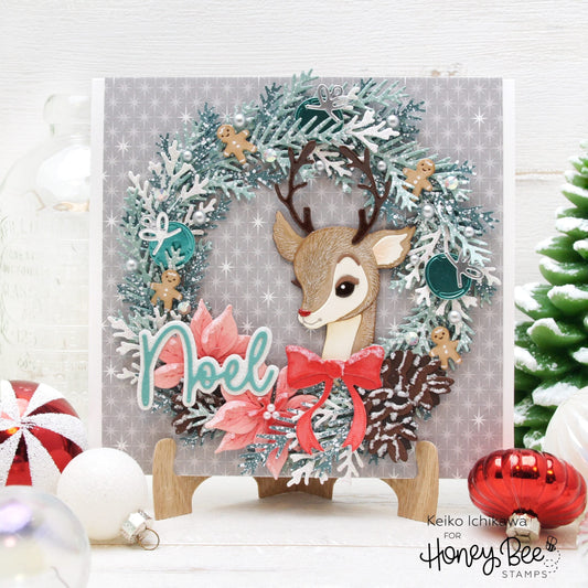 Dimensional Christmas Wreath Card - Honey Bee Stamps