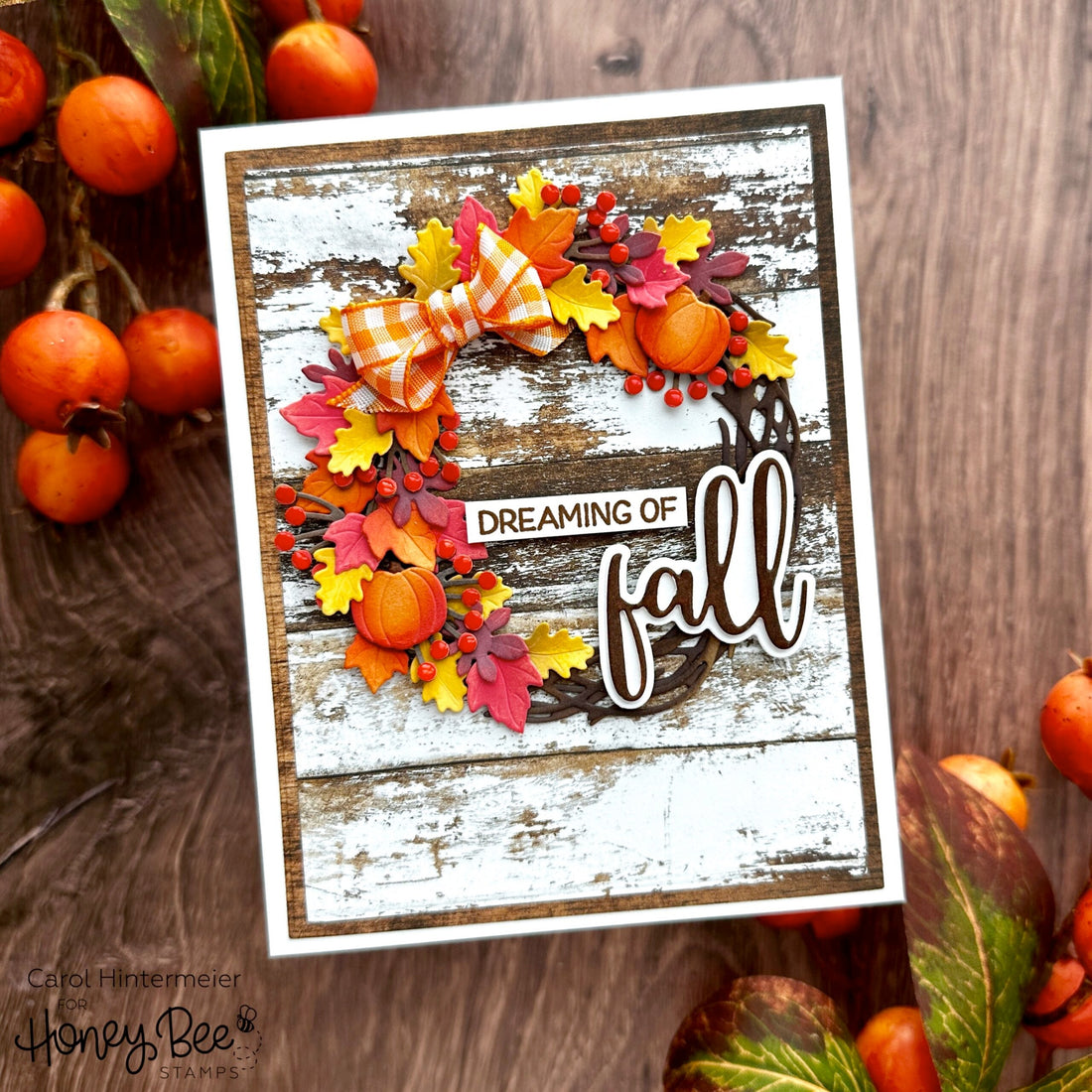 Dreaming of Fall Grapevine Wreath Card - Honey Bee Stamps