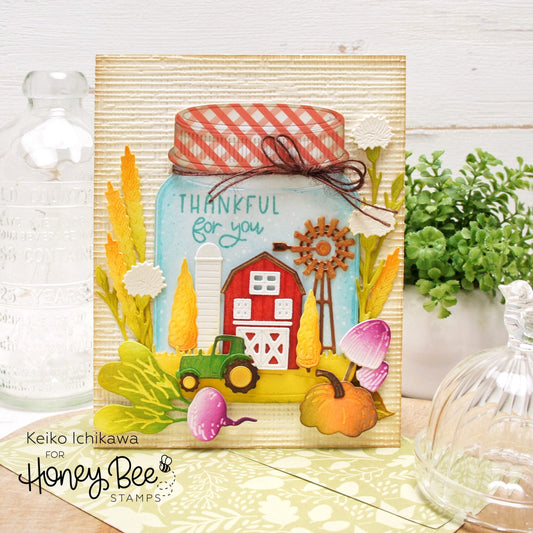 Fall Scene Mason Jar Card - Honey Bee Stamps