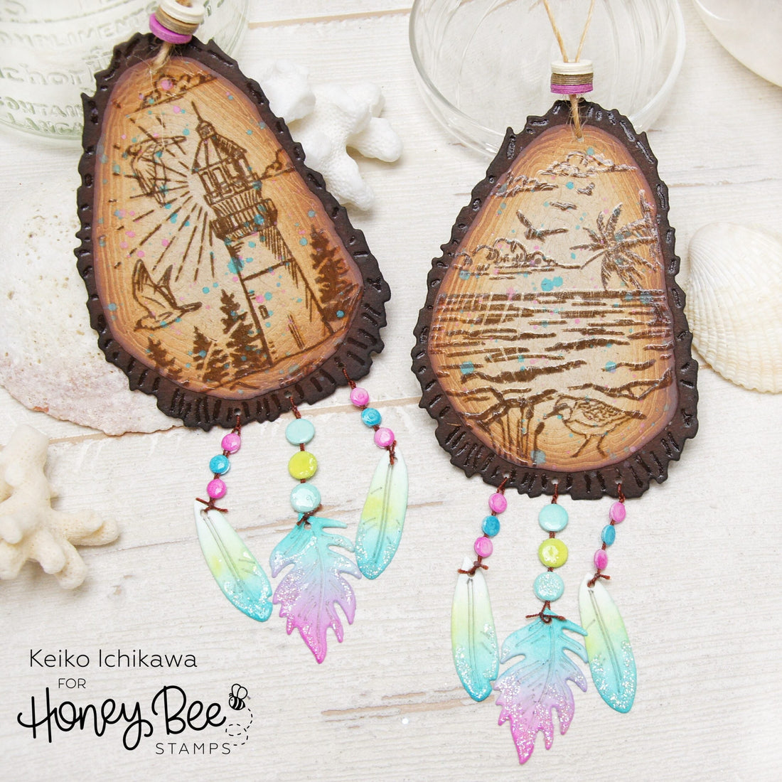 Faux wood slice hanging decor with paper - Honey Bee Stamps