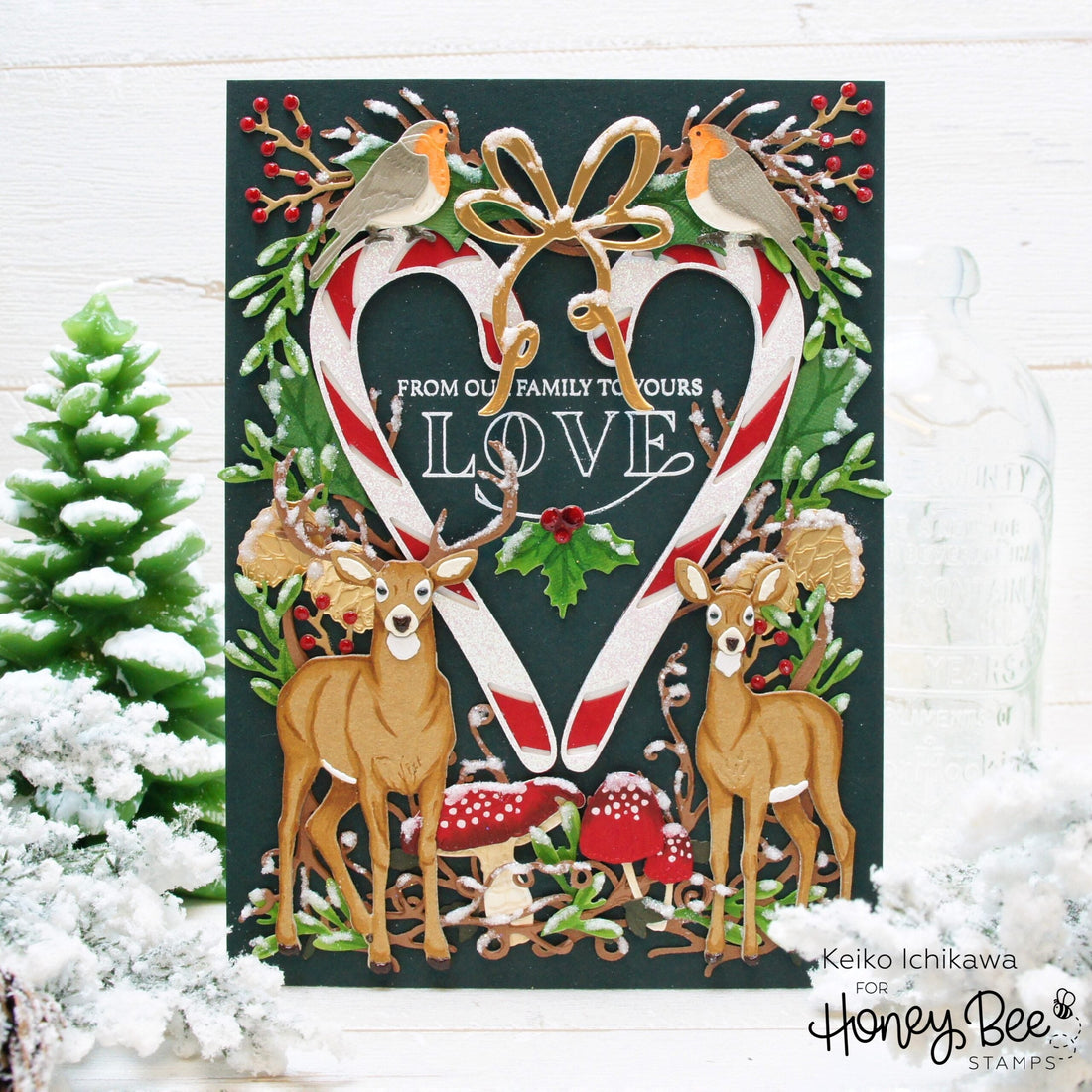 Forest Themed Die Cut Card - Honey Bee Stamps