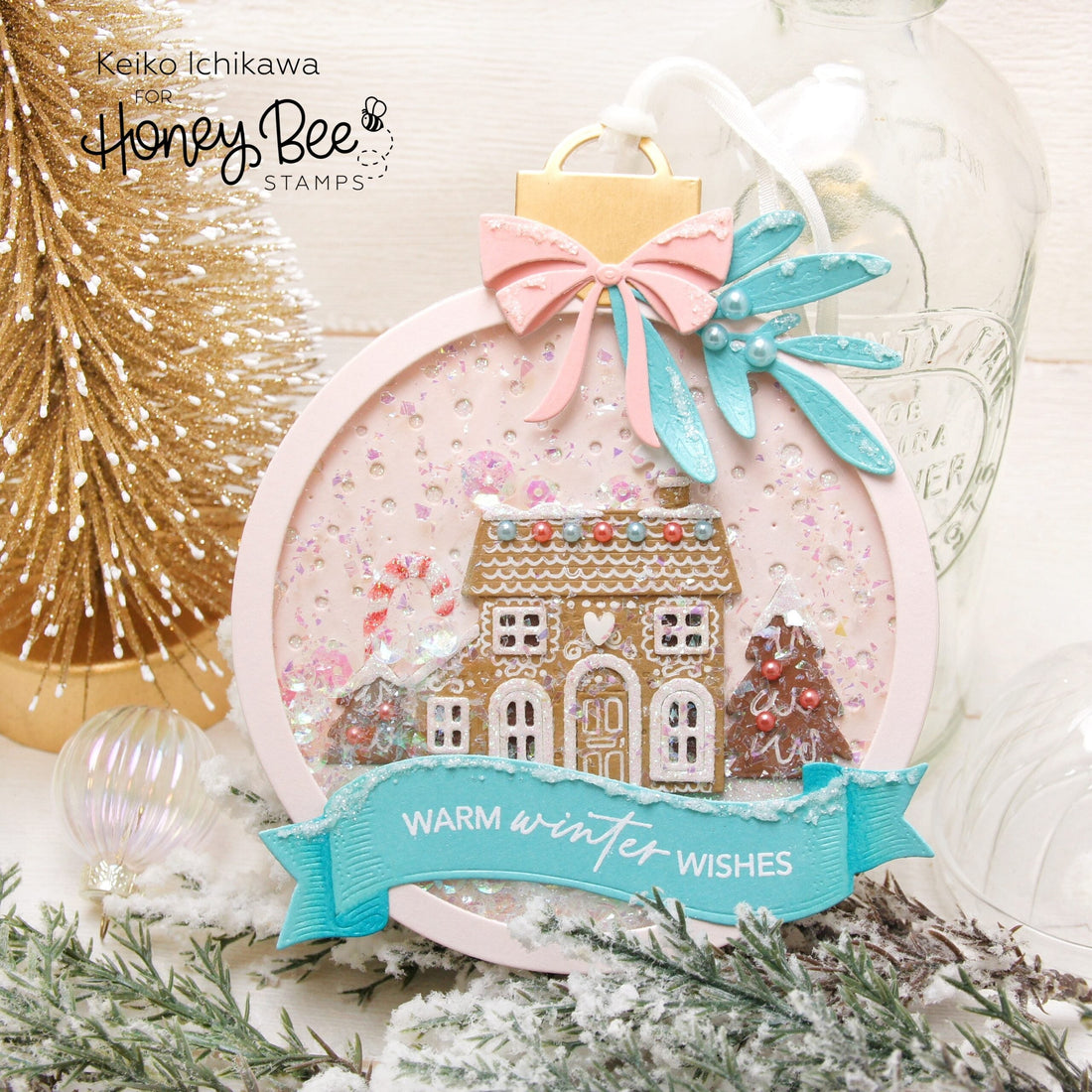 Gingerbread House Shaker Ornament - Honey Bee Stamps