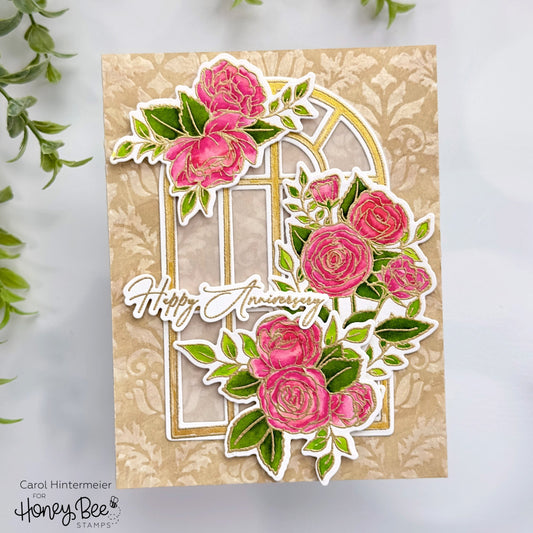 Happy Anniversary Card with A Fun Stenciling Technique - Honey Bee Stamps