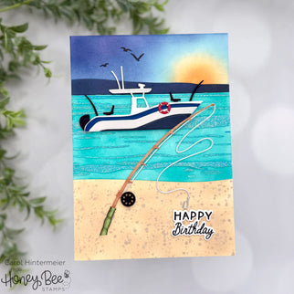 Happy Birthday Card For Your Fisherman - Honey Bee Stamps