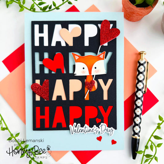 HAPPY Hearts Fox Valentine - Honey Bee Stamps