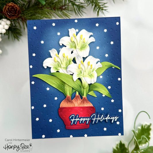 Happy Holidays Card featuring Lovely Layers: Amaryllis - Honey Bee Stamps