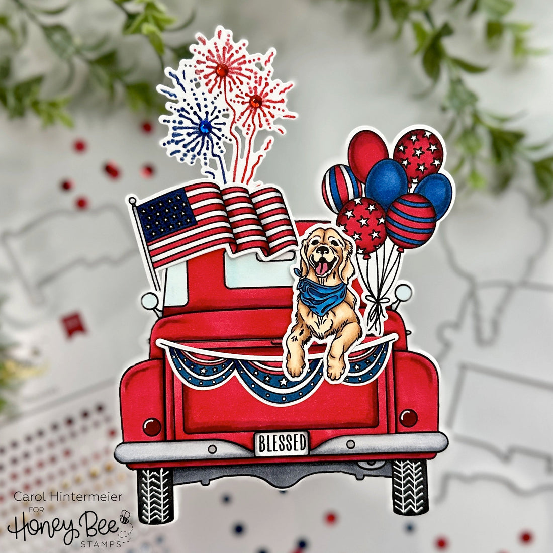 Happy Independence Day With The Americana Pickup Truck Add-on - Honey Bee Stamps