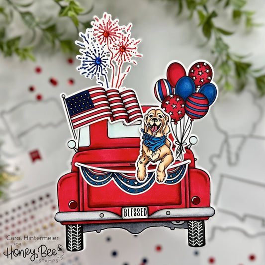 Happy Independence Day With The Americana Pickup Truck Add-on - Honey Bee Stamps