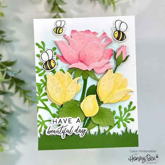 Happy Spring Card with Tulips and Roses - Honey Bee Stamps