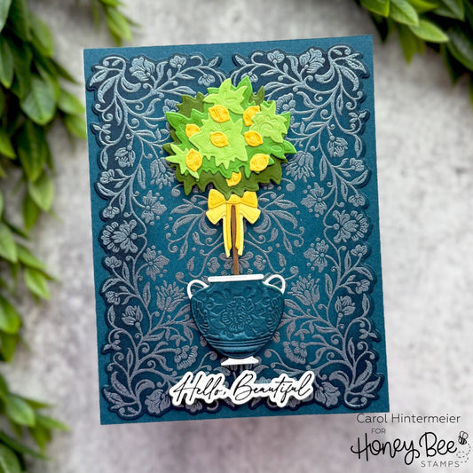 Hello, Beautiful!!!  Dramatic Card With Heat Embossing - Honey Bee Stamps