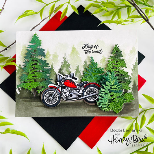 King of the Road on the Motorcycle - Honey Bee Stamps