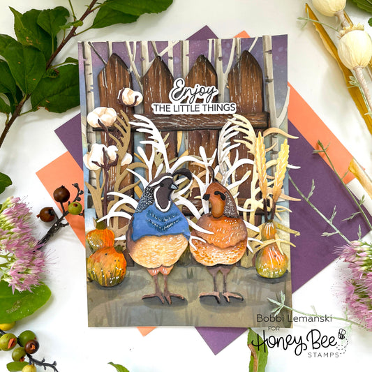 Lovely Layered Quaint Quail Scene - Honey Bee Stamps