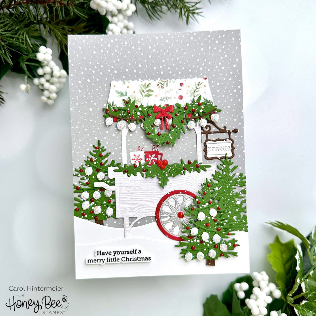Merry Little Christmas with Christmas Market Cart - Honey Bee Stamps