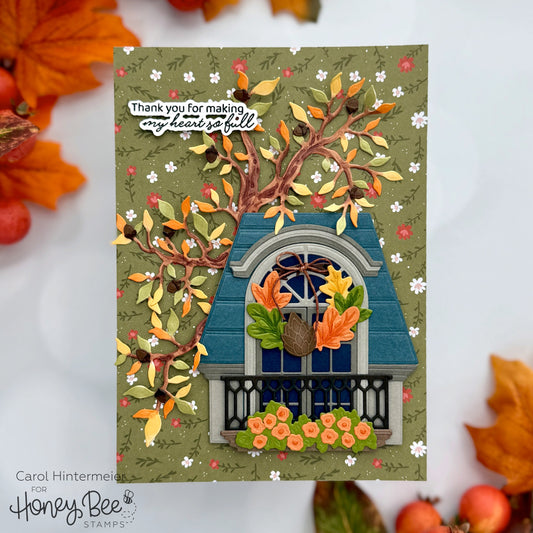 My Heart Is Full -- An Autumn Window Scene - Honey Bee Stamps