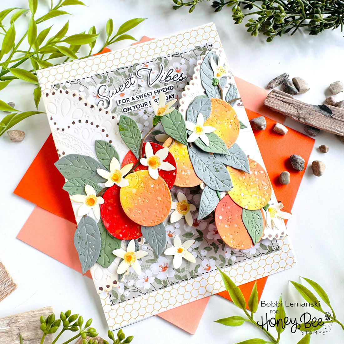 Orange Citrus Gatefold Card by Bobbi Lemanski - Honey Bee Stamps