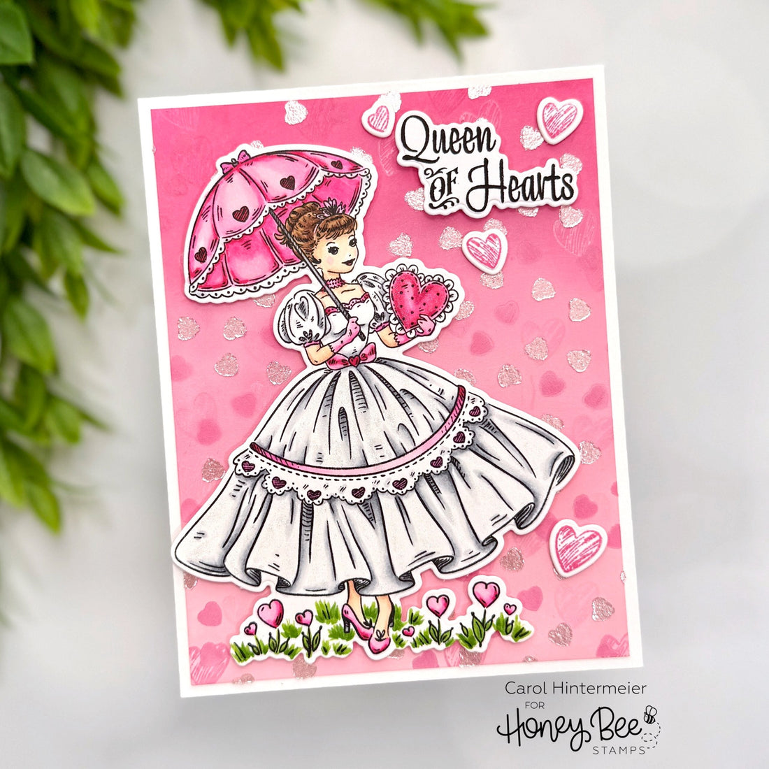 Queen Of Hearts Vintage Valentine Card - Honey Bee Stamps