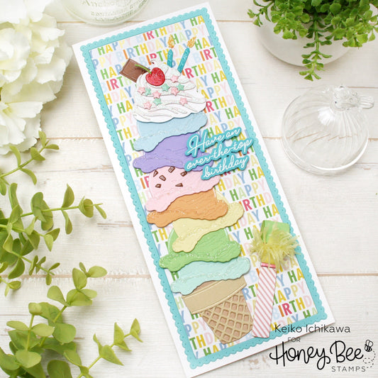 Rainbow Ice Cream Slimline Card - Honey Bee Stamps