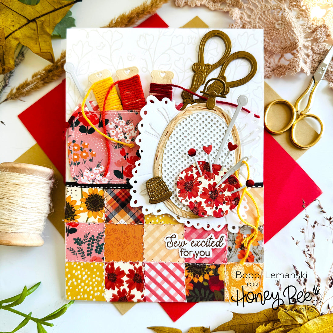 "Sew Excited For You" Crafty Card - Honey Bee Stamps