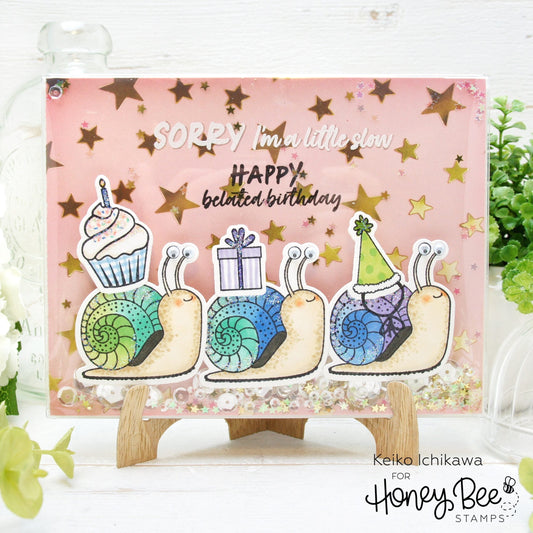 Snail Mail Belated Birthday Shaker Card - Honey Bee Stamps