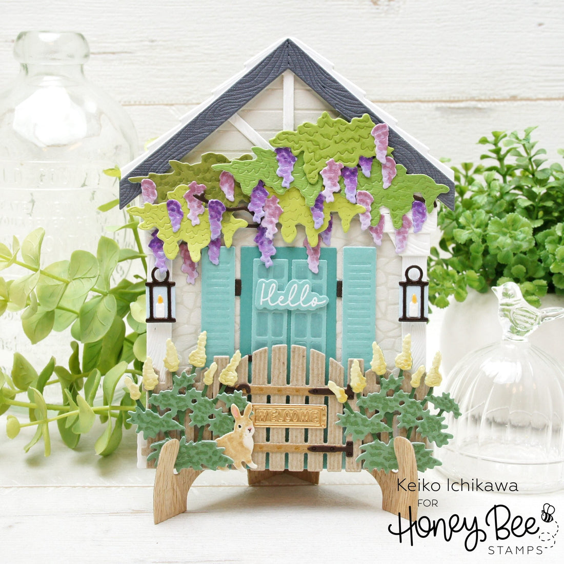 Spring Front Porch Shaped Card - Honey Bee Stamps