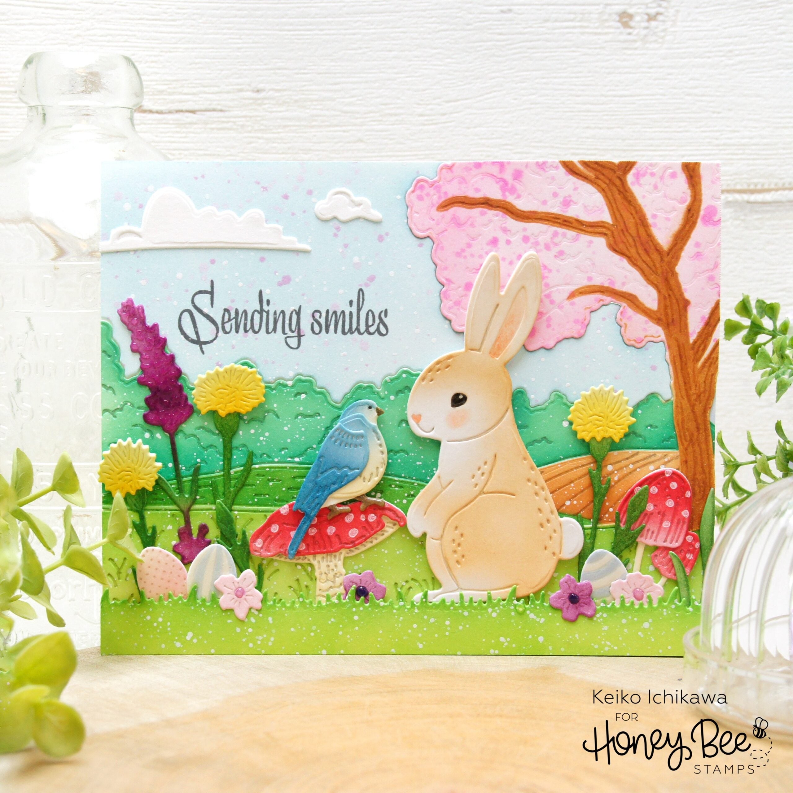 Spring Scene Card Using Die Cuts – Honey Bee Stamps