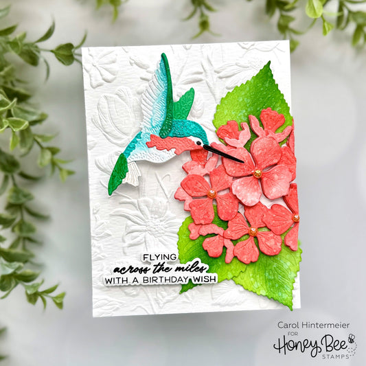 Sweet Hummingbird &amp; Hydrangea Birthday Card - Honey Bee Stamps