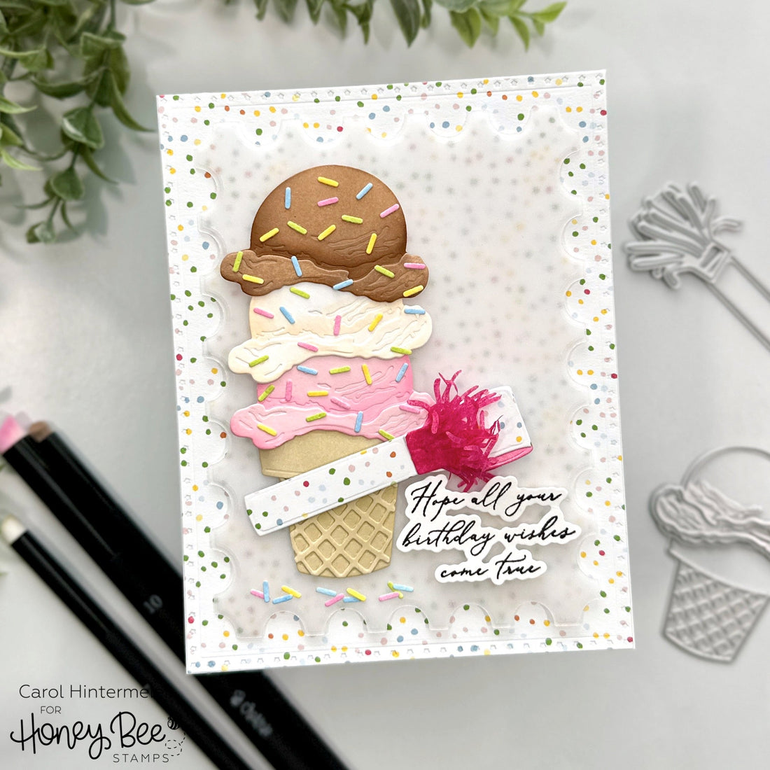 Sweetest Birthday Card with Lovely Layers: Cupcakes &amp; More - Honey Bee Stamps