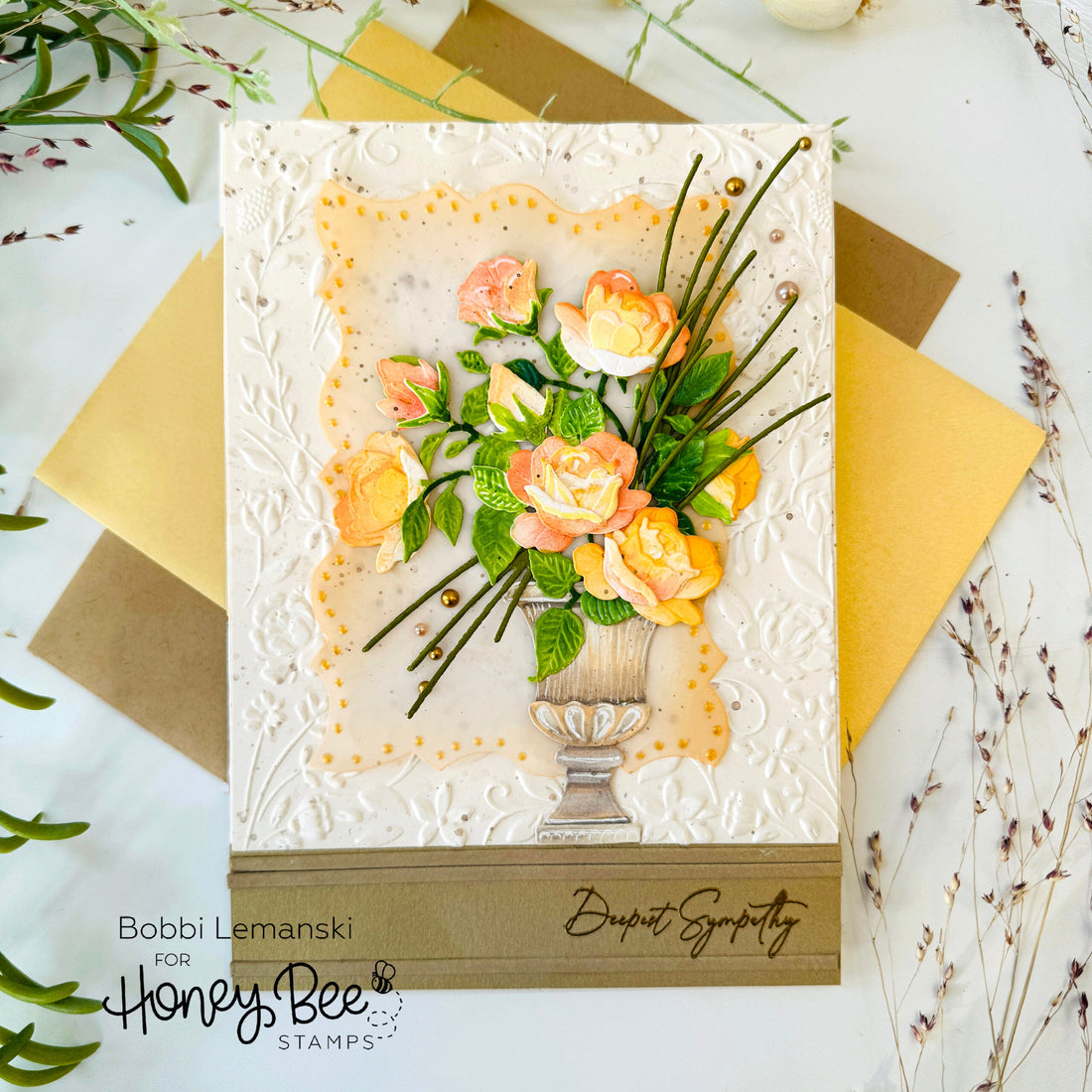 Sweetheart Roses Sympathy Card - Honey Bee Stamps