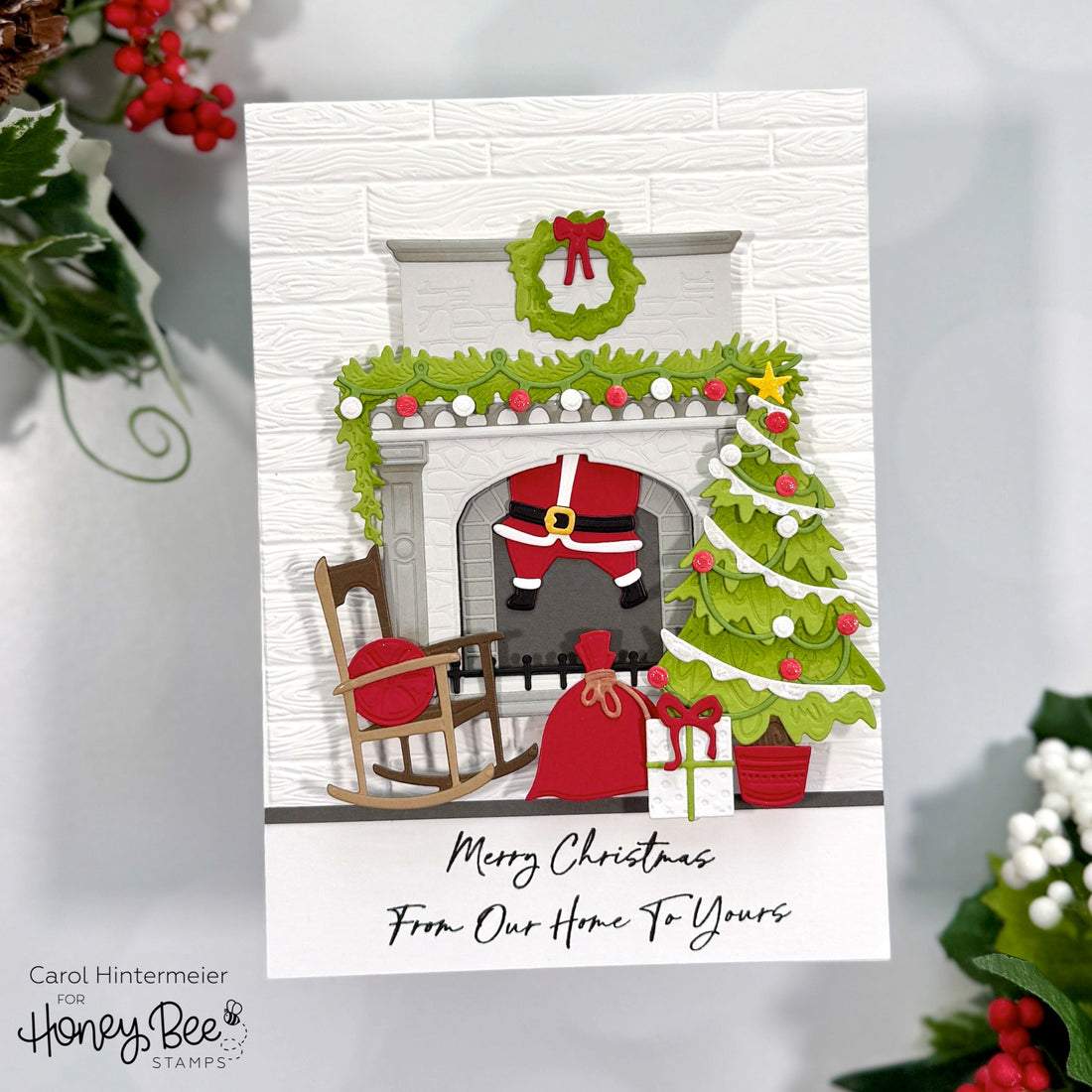 Swinging Santa Fireplace Card - Honey Bee Stamps