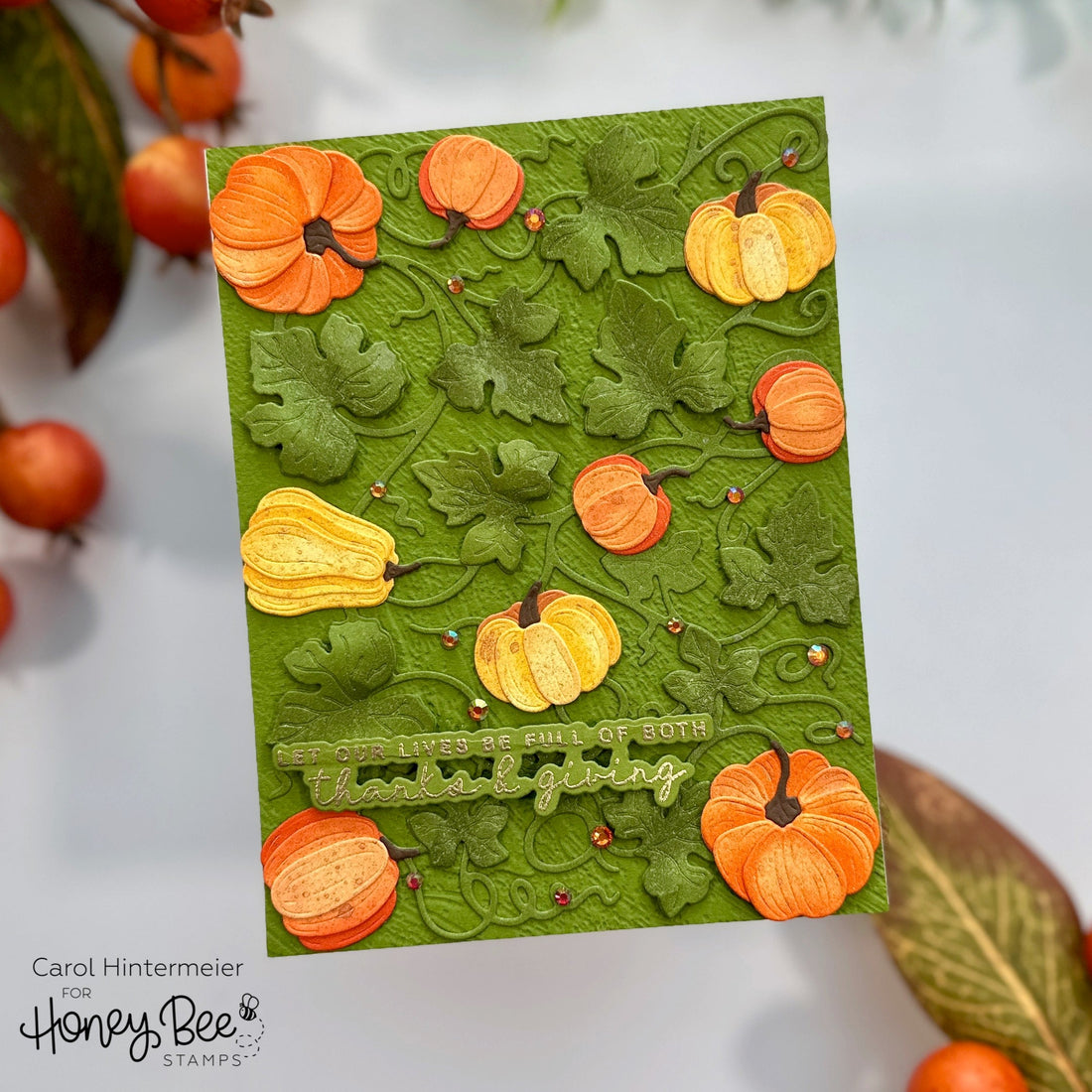 Thanks &amp; Giving Card with the Bold Background: Pumpkin Patch - Honey Bee Stamps