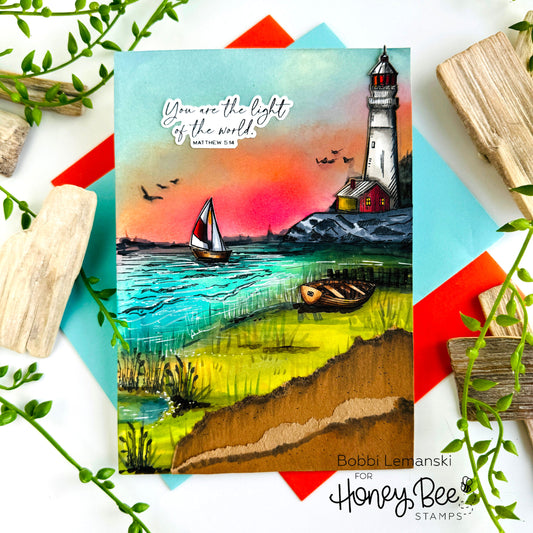 The Light of the World - Lighthouse Card - Honey Bee Stamps