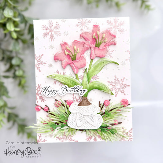 Winter Amaryllis Birthday Card - Honey Bee Stamps