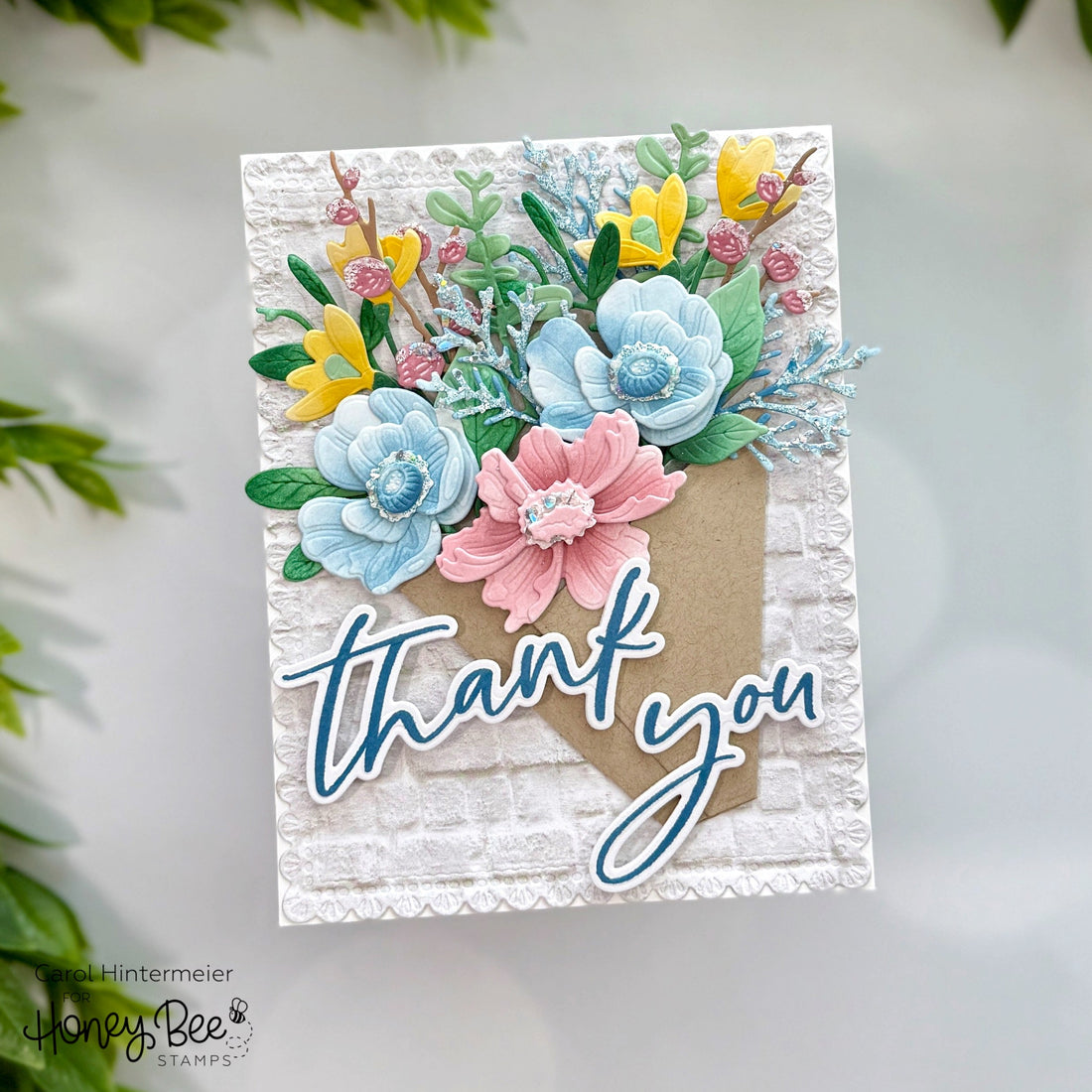 Winter Floral Thank You Card - Honey Bee Stamps