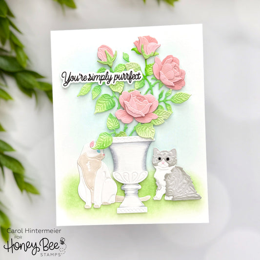 You're Simply Purrfect - A Garden Scene - Honey Bee Stamps