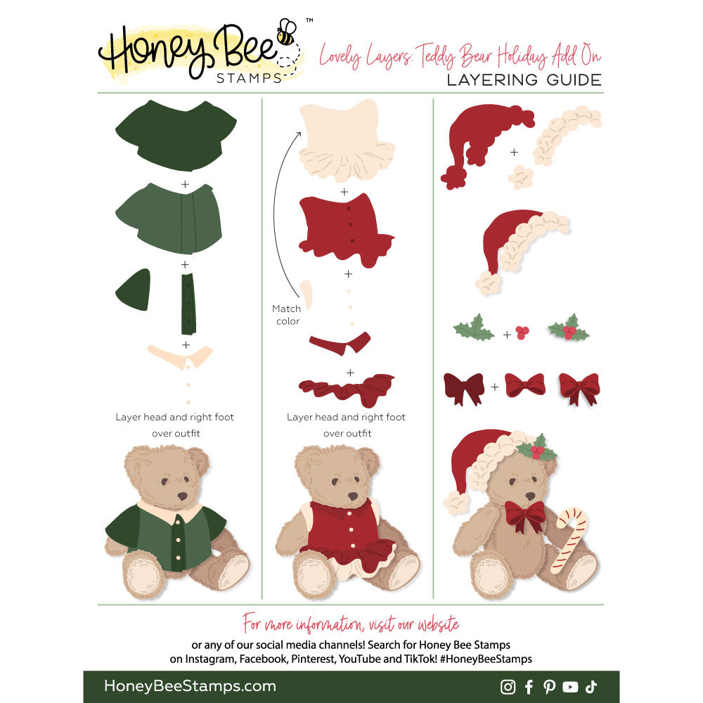 Lovely Layers: Teddy Bear Holiday Add-On die by Honey Bee Stamps, detail 2