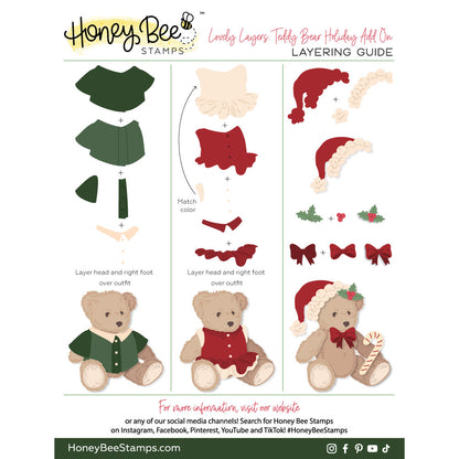 Lovely Layers: Teddy Bear Holiday Add-On die by Honey Bee Stamps, detail 2