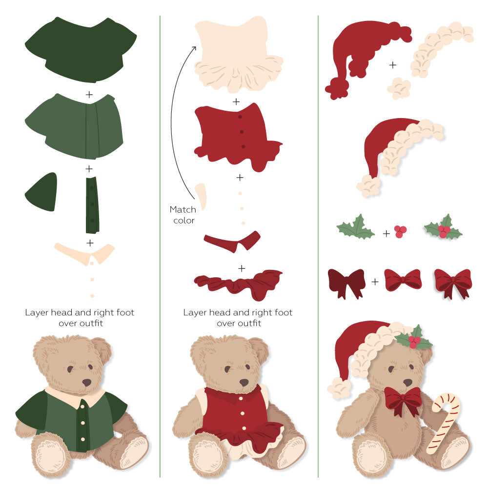 Lovely Layers: Teddy Bear Holiday Add-On die by Honey Bee Stamps, detail 3