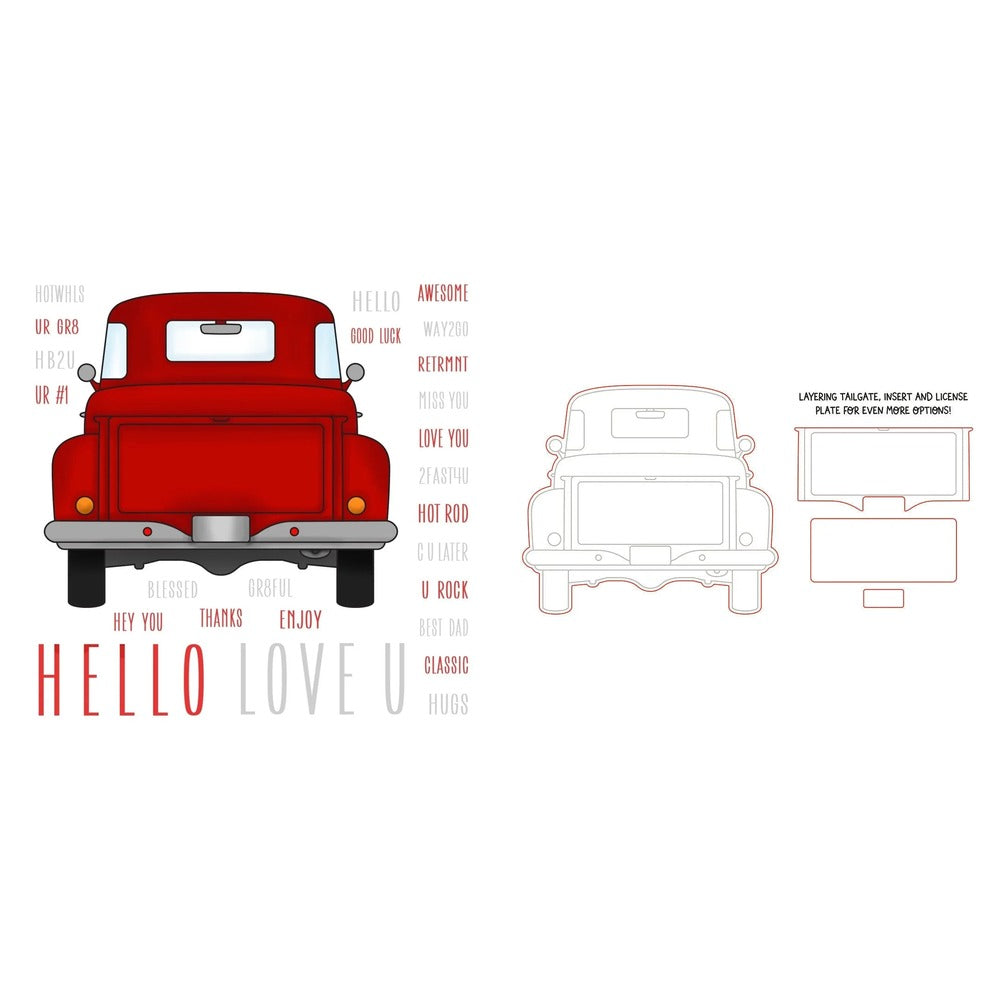 Big Pickup Tailgate Stamp Set and Coordinating Honey Cuts Bundle