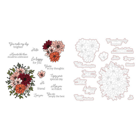 Daisy Layers Bouquet Stamp Set and Coordinating Honey Cuts Bundle