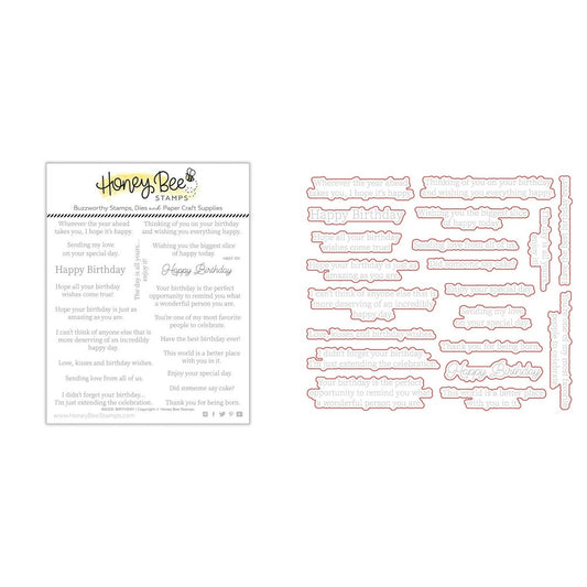Inside: Birthday Sentiments Stamp Set and Coordinating Honey Cuts Bundle