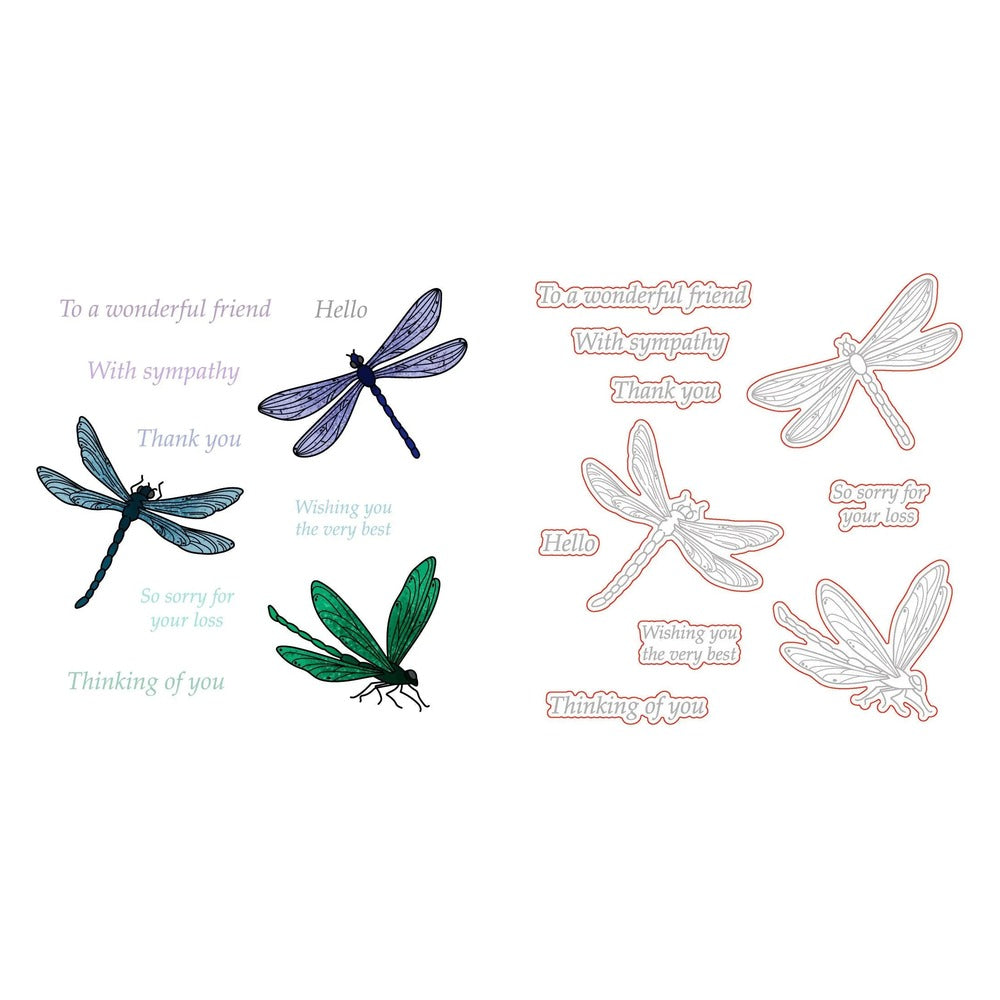 Dragonfly Stamp Set and Coordinating Honey Cuts Bundle
